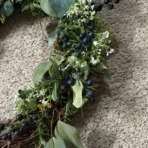 Blue Floral Grapevine Wreath - Picture 9 of 11